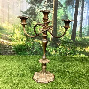 Antique Silverplated Candlestick Holder Candelabra